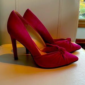 Nine West, hot pink, suede, pump heels